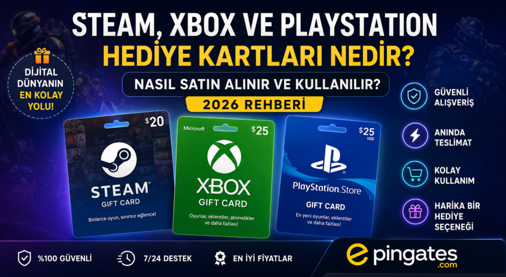 Steam, Xbox ve PlayStation Hediye Kartları Nedir? Nasıl Satın Alınır ve Kullanılır? (2026 Rehberi)